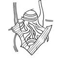 A pickaxe with its handle like a root of a tree tattoo design idea