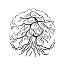 A pickaxe with its handle like a root of a tree tattoo design idea