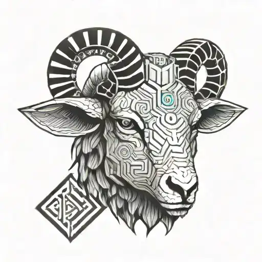 sheep head tattoo design idea
