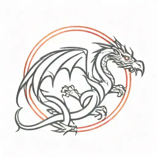 dragon within a red circle with a stripe through it  tattoo design idea