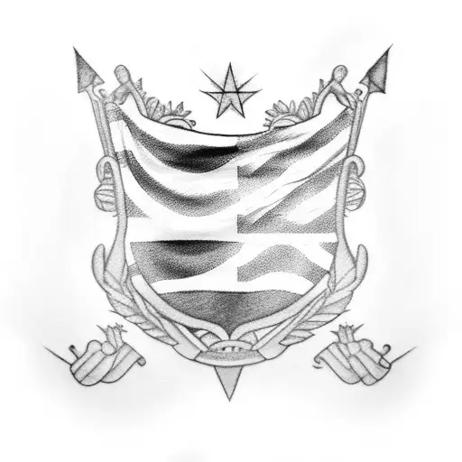 black and white Puerto Rican flag on back of forearm tattoo design idea