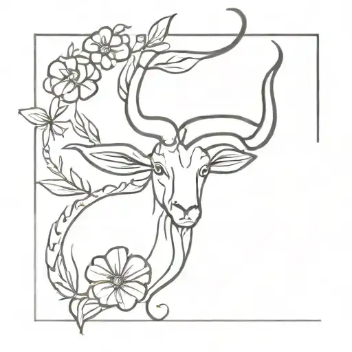 capricorn flower  tattoo design idea