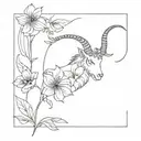 capricorn flower  tattoo design idea