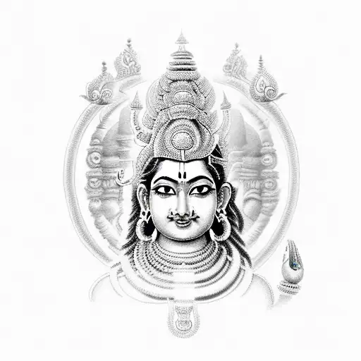 harihara avatar of Vishnu and shiva tattoo design idea