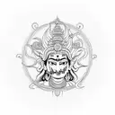 harihara avatar of Vishnu and shiva tattoo design idea