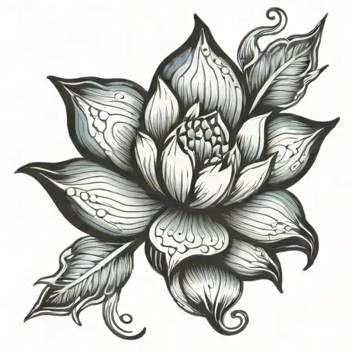 Fatima's hand with a lotus flower inside  tattoo design idea