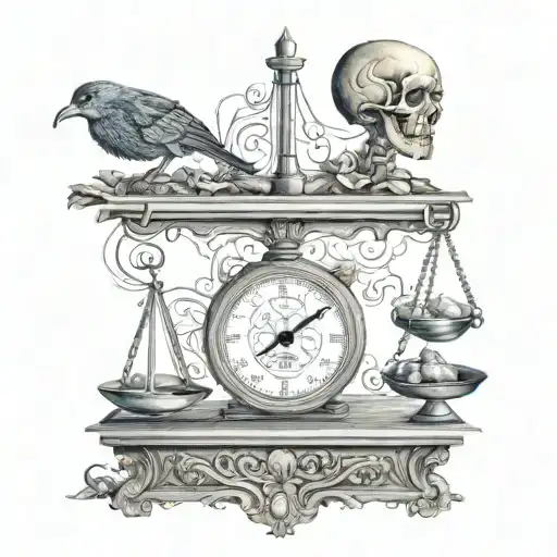balance mind body scale manly tattoo design idea