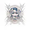 Incorporate Samoan tattoo patterns into woman face tattoo design idea