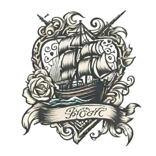 heart break my boat tattoo design idea