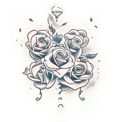 Nest of dead roses while a white dive flys away with a white rose tattoo design idea