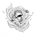 Nest of dead roses while a white dive flys away with a white rose tattoo design idea