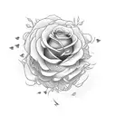 Nest of dead roses while a white dive flys away with a white rose tattoo design idea