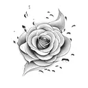 Nest of dead roses while a white dive flys away with a white rose tattoo design idea