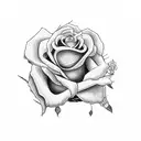 Nest of dead roses while a white dove flys away with a white rose tattoo design idea