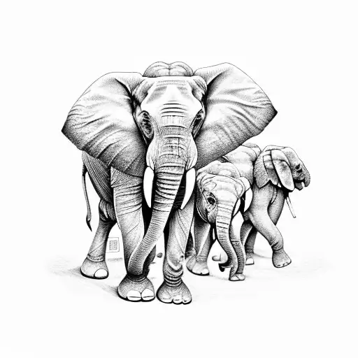 3 elephants tattoo design idea