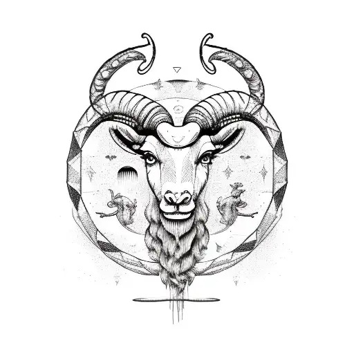 aries astrology sign and capricorn astrology sign tattoo design idea
