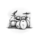 Drum set with fox silhouettes as drumheads tattoo design idea