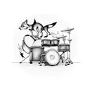 Drum set with fox silhouettes as drumheads tattoo design idea
