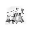 Drum set with fox silhouettes as drumheads tattoo design idea