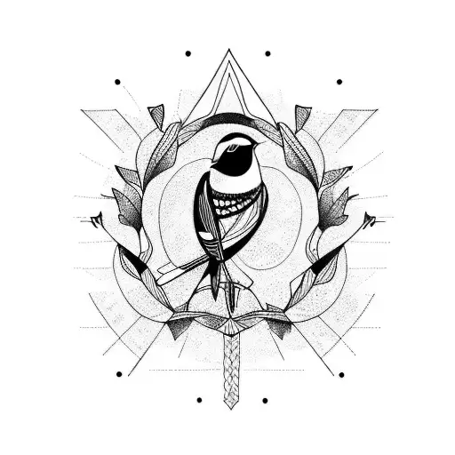 dawn, water and sparrow  tattoo design idea