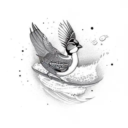 dawn water sparrow  tattoo design idea