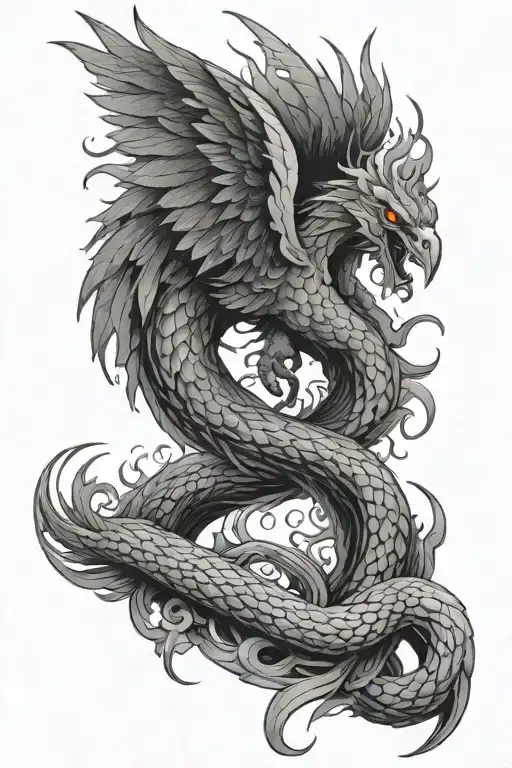phoenix vs Snake tattoo tattoo design idea