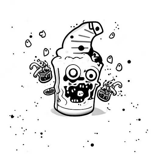 cute zombie cupcake tattoo design idea