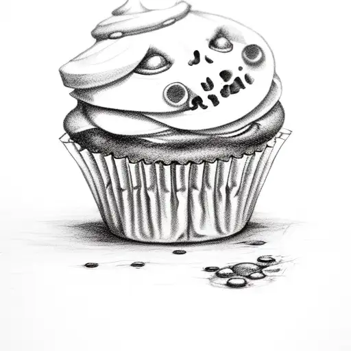 cute zombie cupcake tattoo design idea