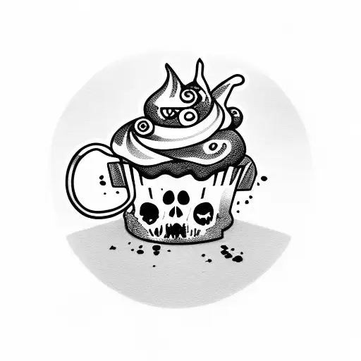 cute zombie cupcake tattoo design idea