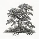 ceiba tree in fog in the costa rican jungle tattoo design idea