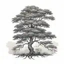 ceiba tree in fog in the costa rican jungle tattoo design idea