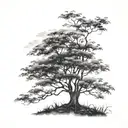 ceiba tree in fog in the costa rican jungle tattoo design idea