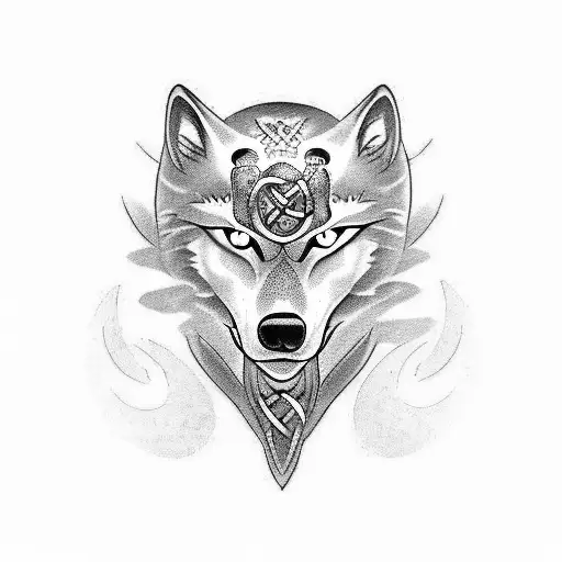 loyalty protection Celtic Moon wolf tattoo design idea