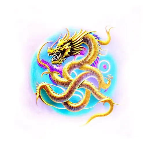Golden Dragon Infinity Symbol tattoo design idea