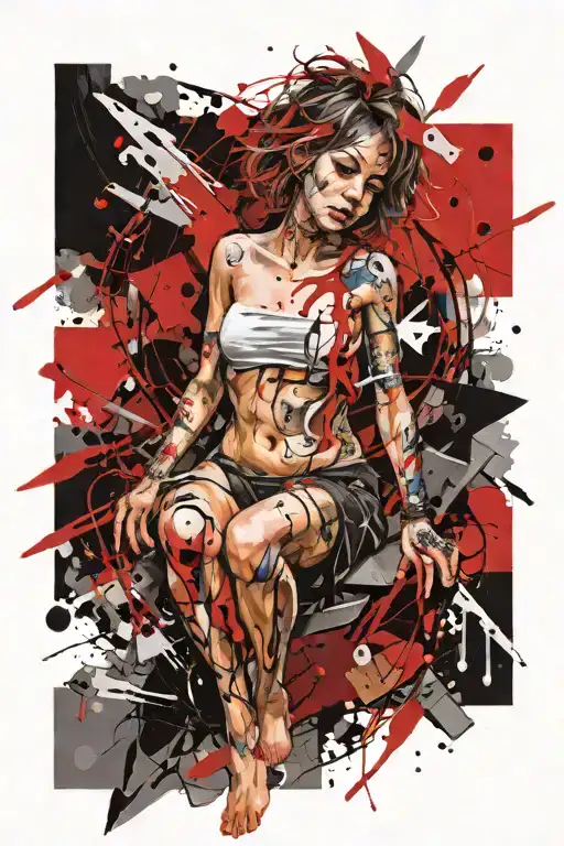 Little angel is trapped tattoo design idea