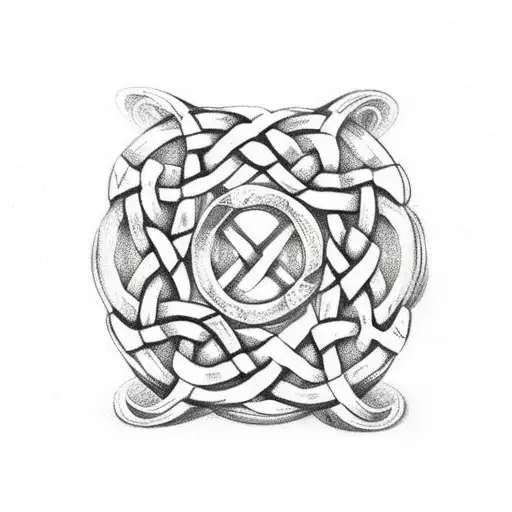 Celtic Knot type bracelet with a Boston celctica 3 leaf clover added to the style tattoo design idea