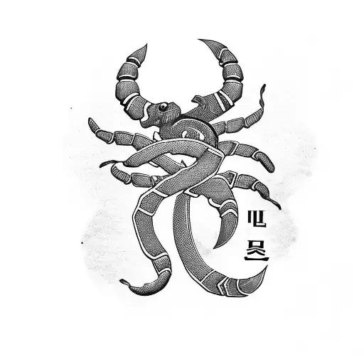 korean letters with scorpion  tattoo design idea