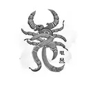 korean letters with scorpion  tattoo design idea