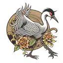 Japanese crane bird tattoo design idea