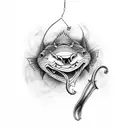 catfish with hook in mouth tattoo design idea