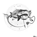 catfish with hook in mouth tattoo design idea