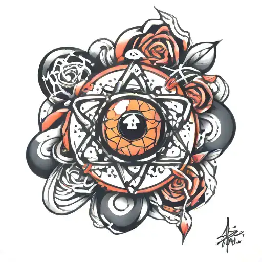 atom with c and a in the core tattoo design idea