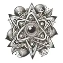 atom with c and a in the core tattoo design idea