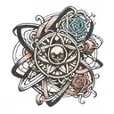 atom with c and a in the core tattoo design idea