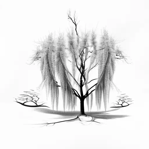 Willow tree with the name willow in the roots tattoo design idea