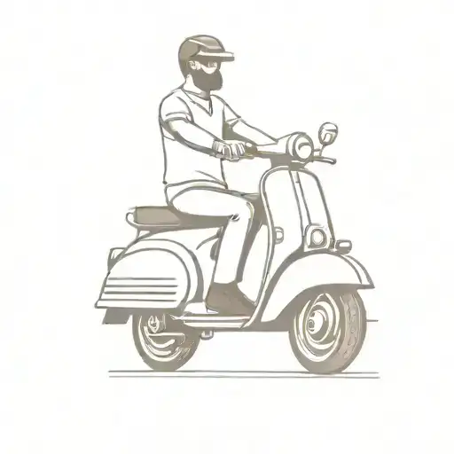 a man sitting on an old vespa scooter tattoo design idea