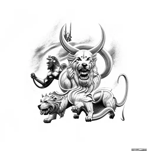 full sleeve with Zeus, Hercules fighting Cerberus and medusa  tattoo design idea