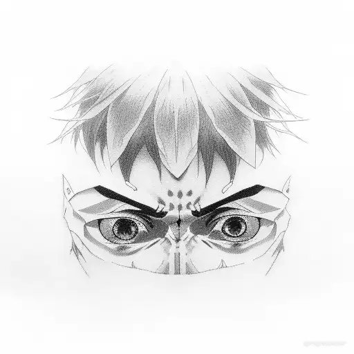 eren Yeager eyes in a rectangular box tattoo design idea