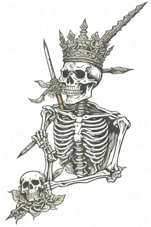 skeleton king tattoo design idea