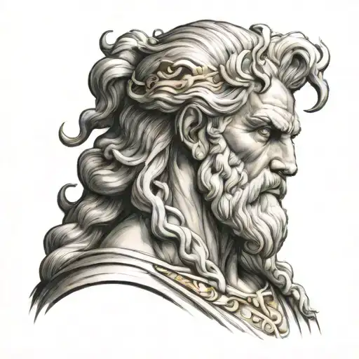 I want an art of Zeus that has a lot of shading, but the lines are thin so I can practice the tattoo on paper tattoo design idea